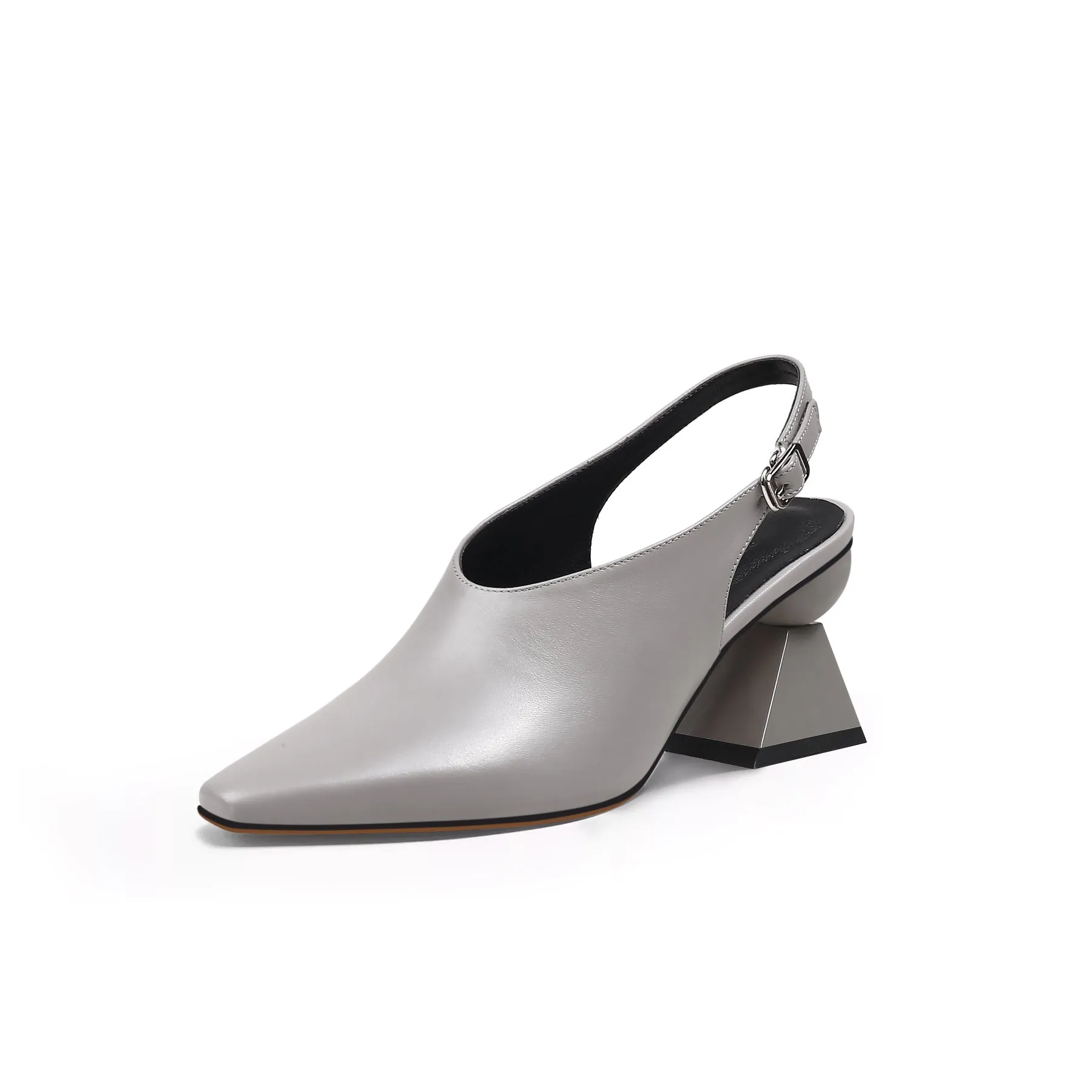 Pointed Toe Slingback Geometric Heel Mules