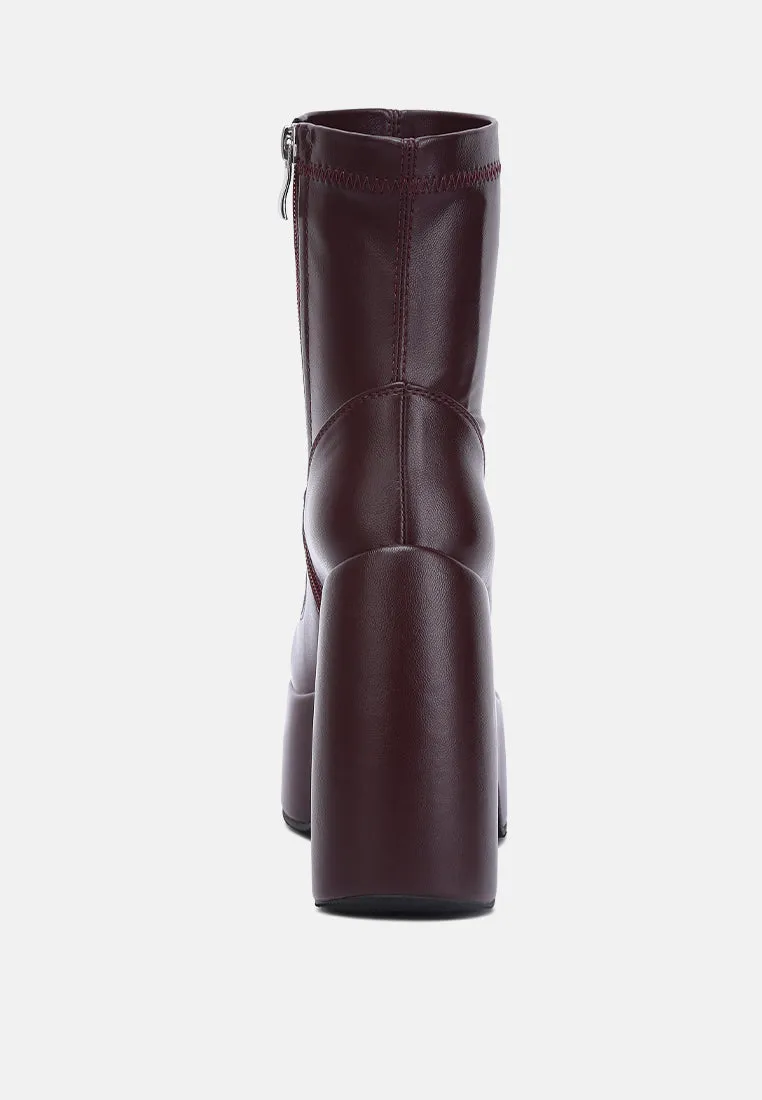 PURNELL Burgundy High Platform Ankle Boots