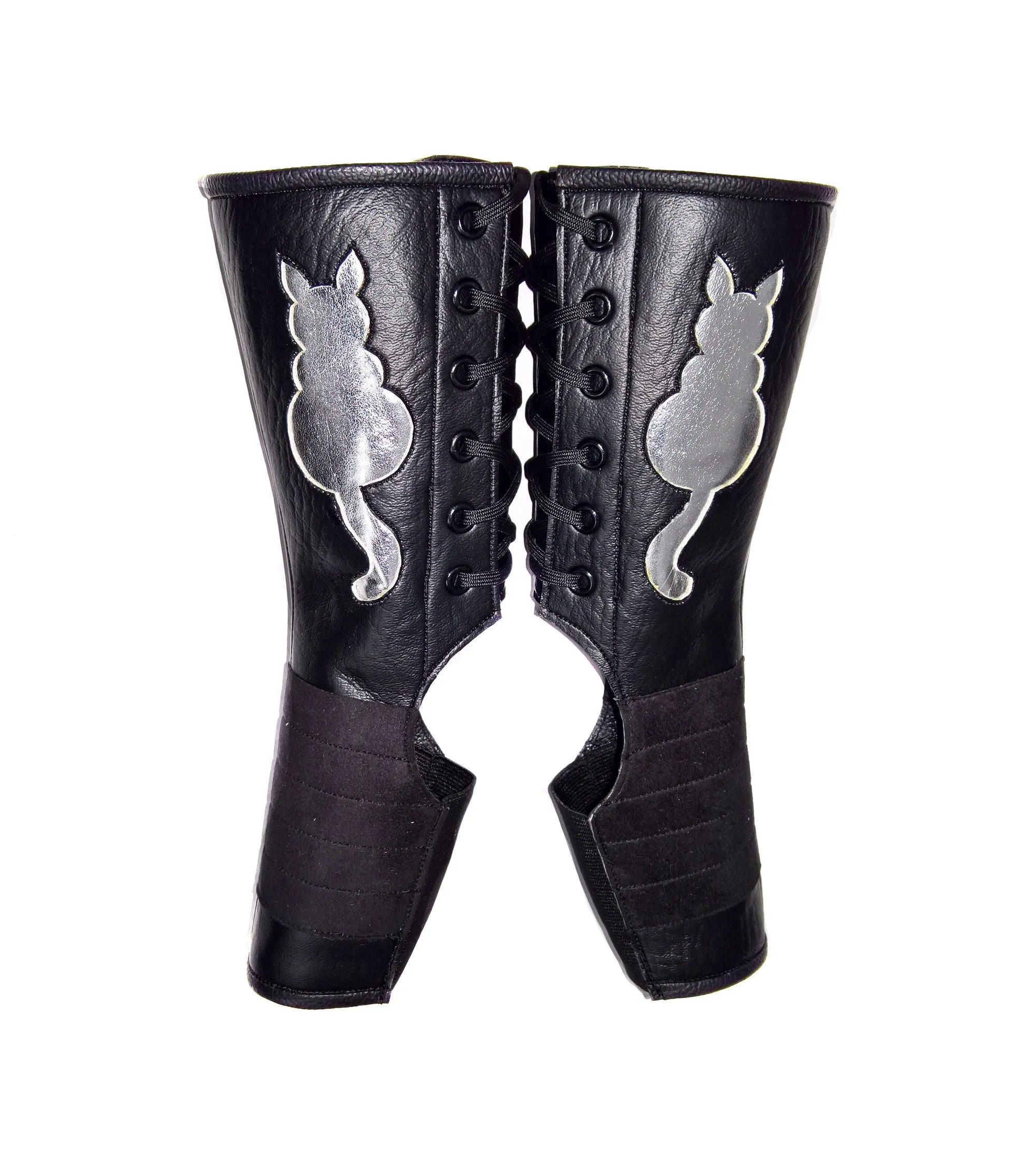 "Kitty" SHORT Black Aerial boots w/ metallic Cat   Grip Panel