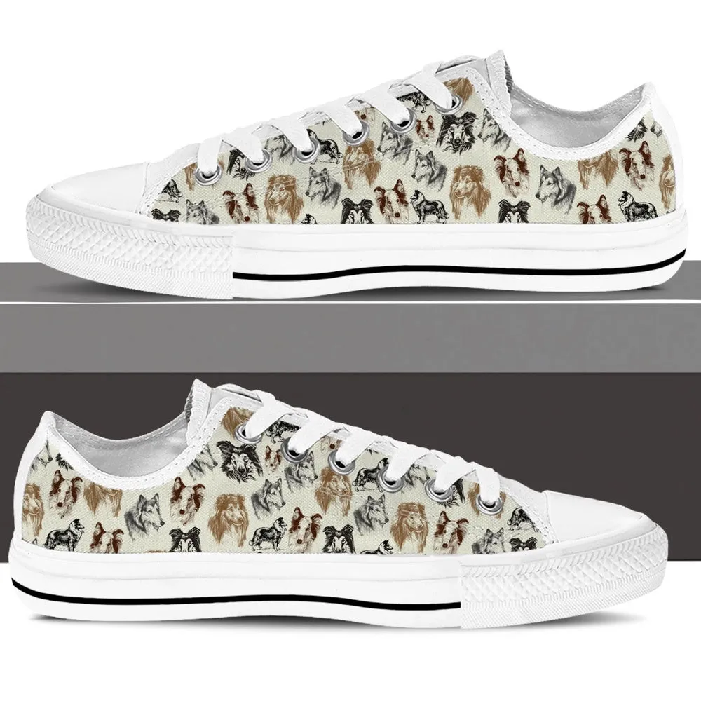 Rough Collie Low Top Shoes - Low Top Sneaker, Dog Printed Shoes, Canvas Shoes For Men, Women