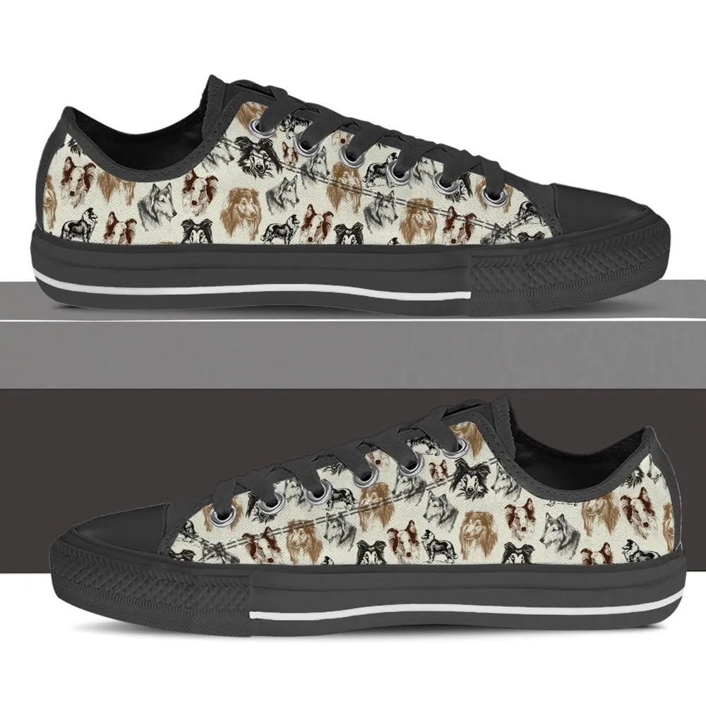 Rough Collie Low Top Shoes - Low Top Sneaker, Dog Printed Shoes, Canvas Shoes For Men, Women