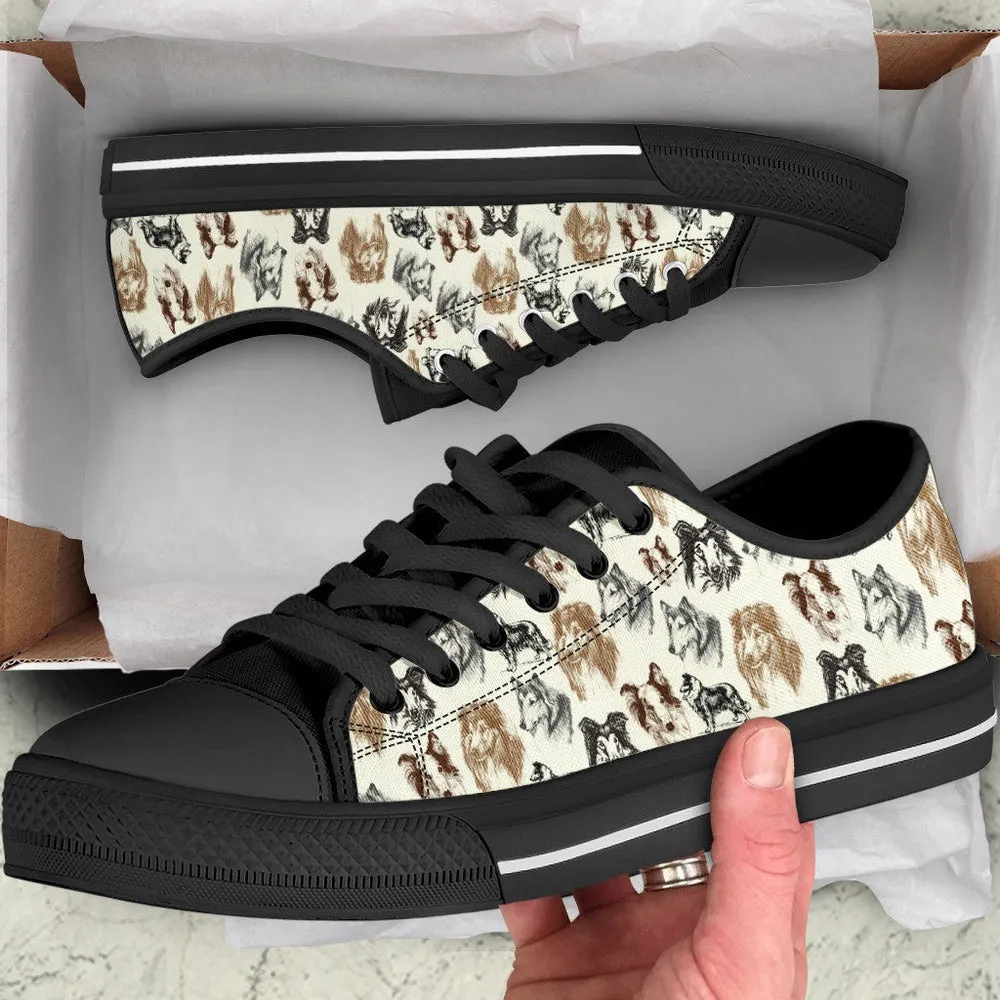 Rough Collie Low Top Shoes - Low Top Sneaker, Dog Printed Shoes, Canvas Shoes For Men, Women