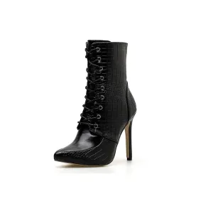 SerpentLuxe Lace-Up High Heels Chelsea Boots