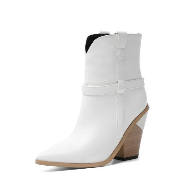 SnakeLux Winter High Heel Pointed Ankle Boots