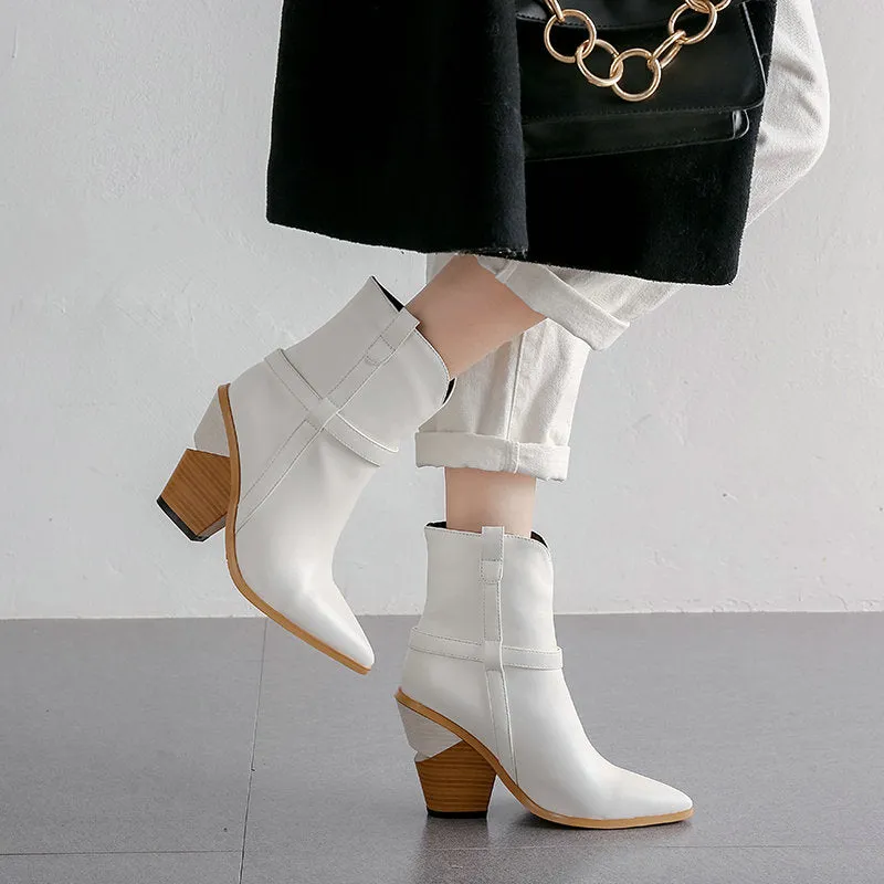 SnakeLux Winter High Heel Pointed Ankle Boots