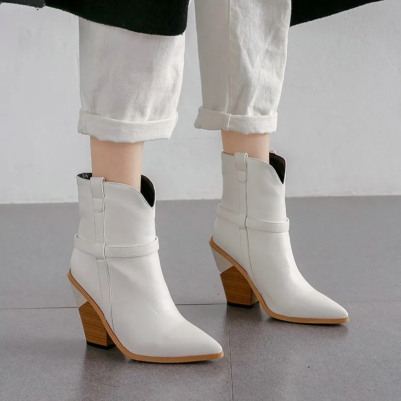 SnakeLux Winter High Heel Pointed Ankle Boots