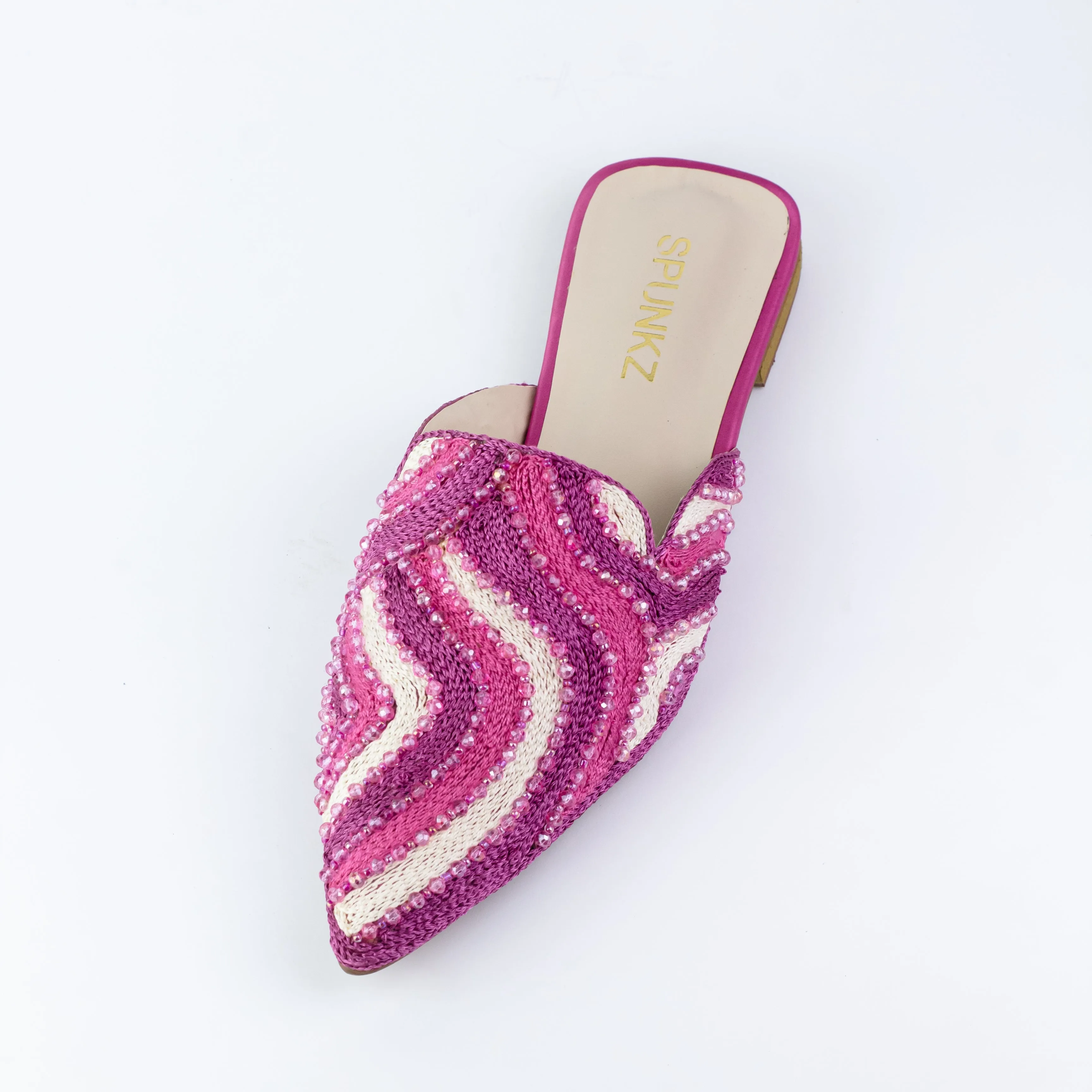 Spunkz Bridal Pink Hand Embroidery Mules