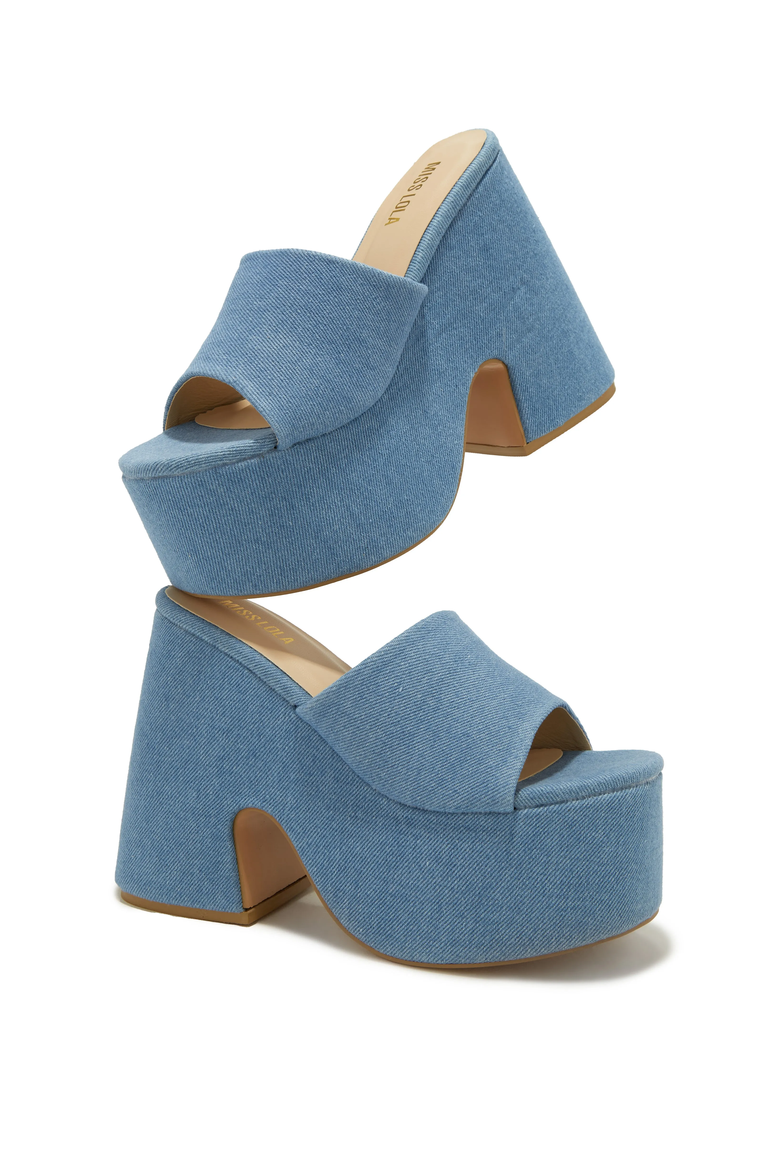 Still Your Best Chunky Platform Mules - Denim