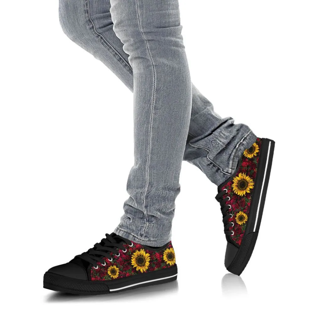 Stylish Sunflowers And Roses Low Top Shoes , Low Top Sneaker, Low Top Canvas Shoes