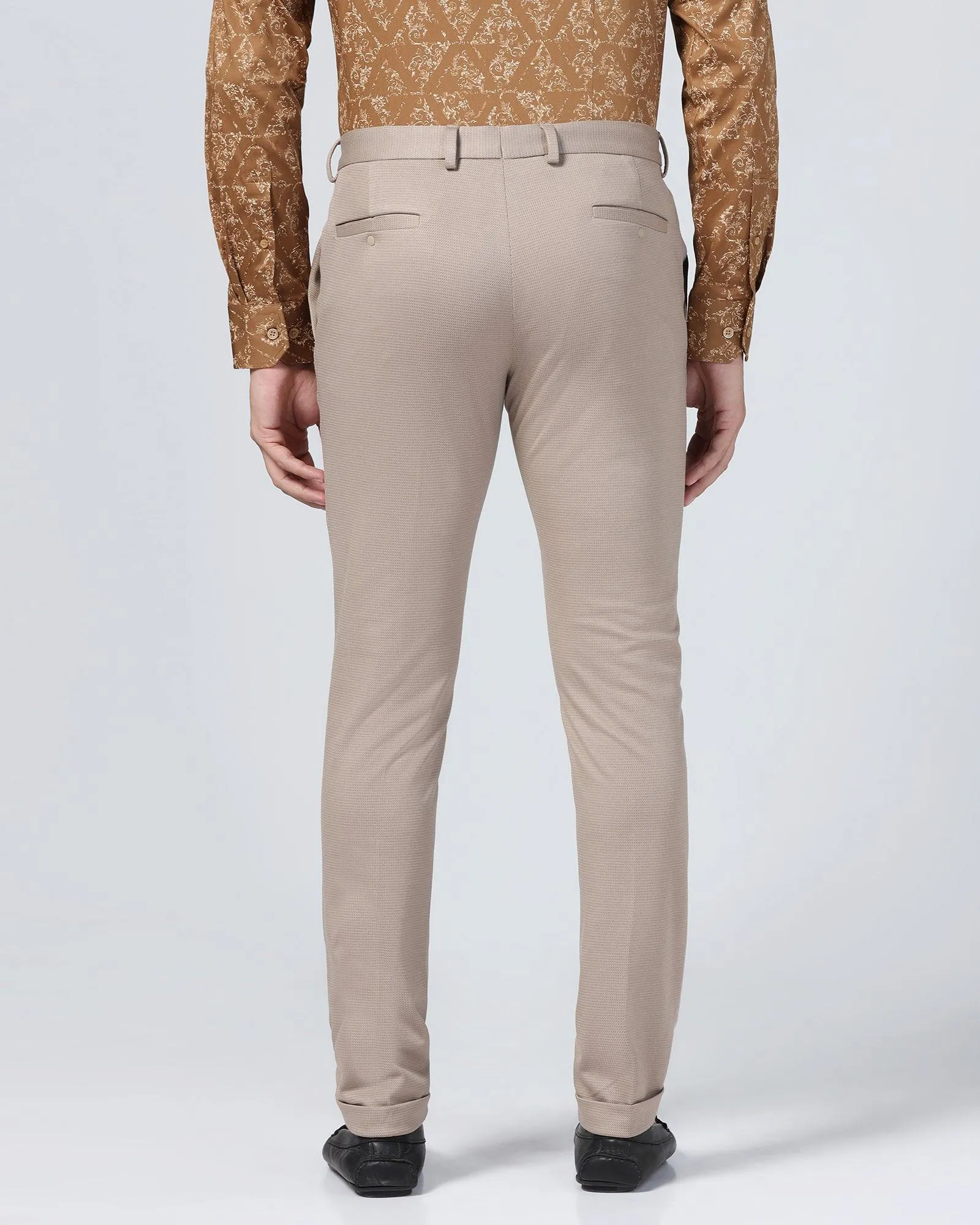 Super Slim Phoenix Formal Beige Stripe Trouser - Cooper