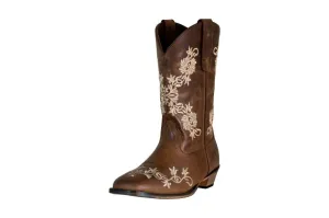 TuffRider Women Mormon Embroidered Leather Square Toe Western Boots