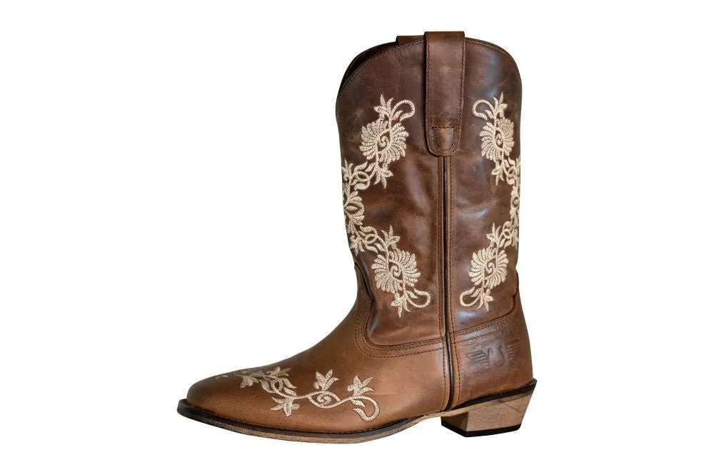 TuffRider Women Mormon Embroidered Leather Square Toe Western Boots