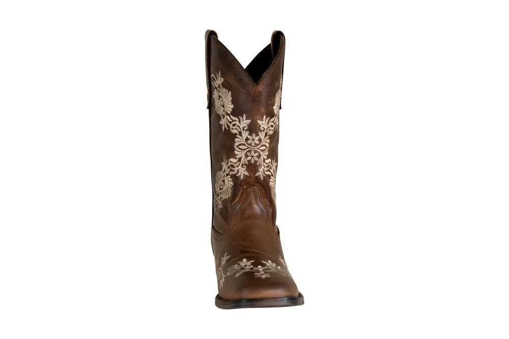 TuffRider Women Mormon Embroidered Leather Square Toe Western Boots