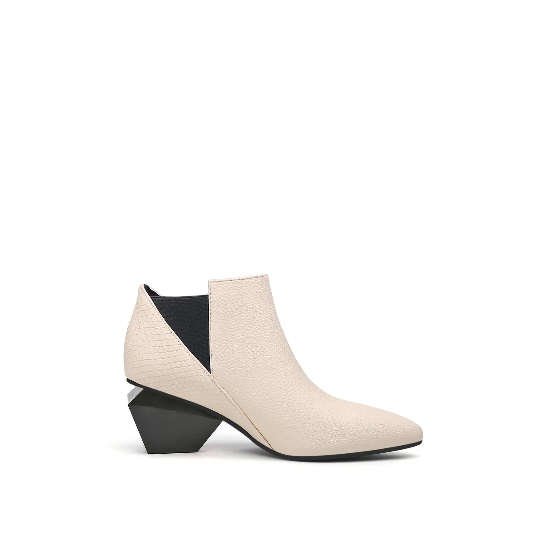 Twist Block Leather Paneled Ankle Boots