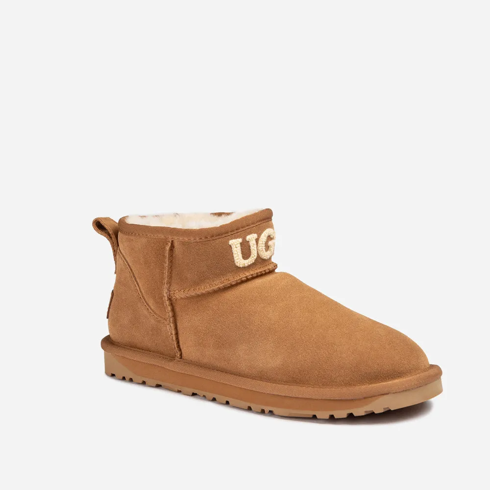 Ugg Classic Knit Logo Ultra Mini Boots (Water Resistant)