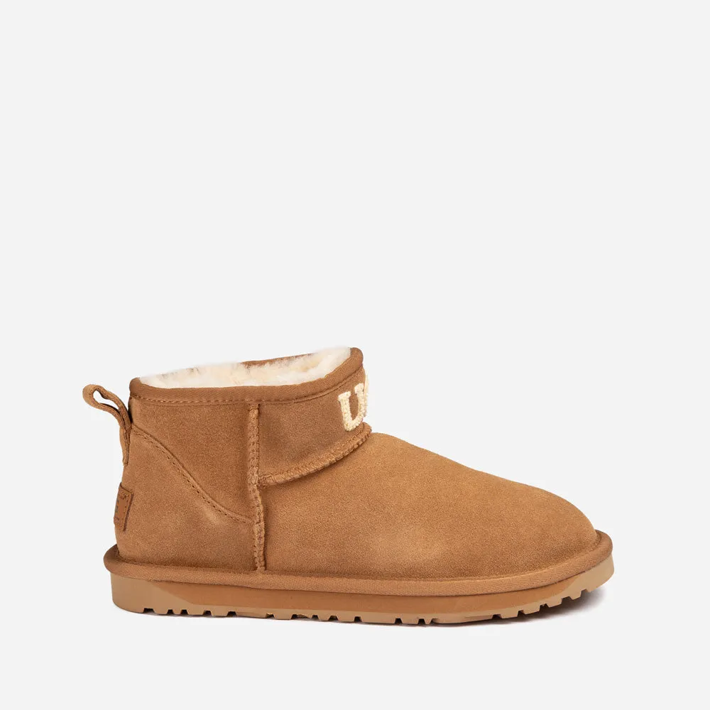 Ugg Classic Knit Logo Ultra Mini Boots (Water Resistant)