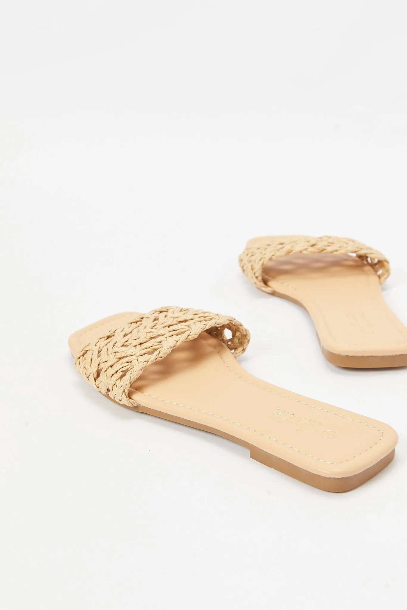 Women Beige Woven Mule