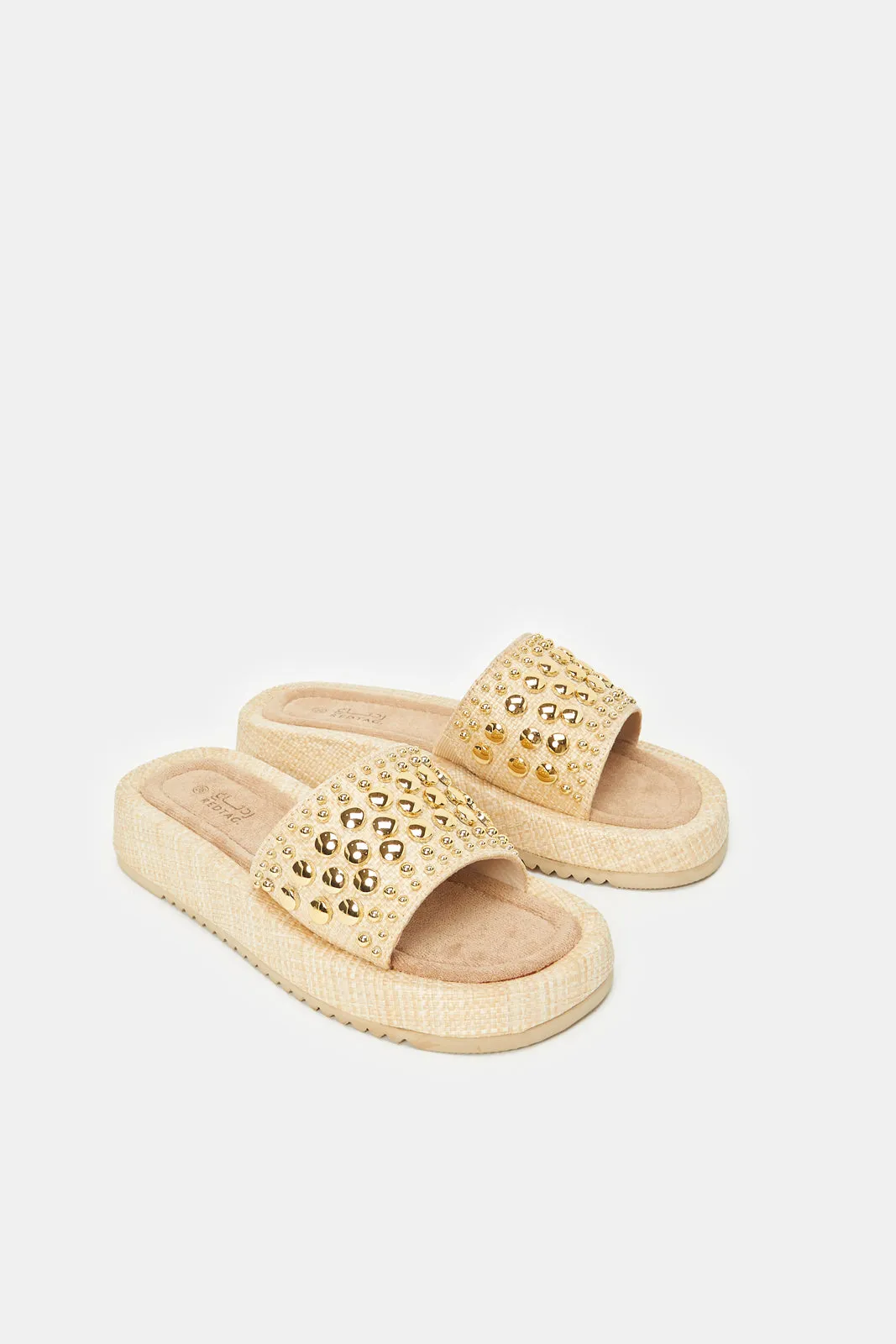 Women Gold Platform Mule