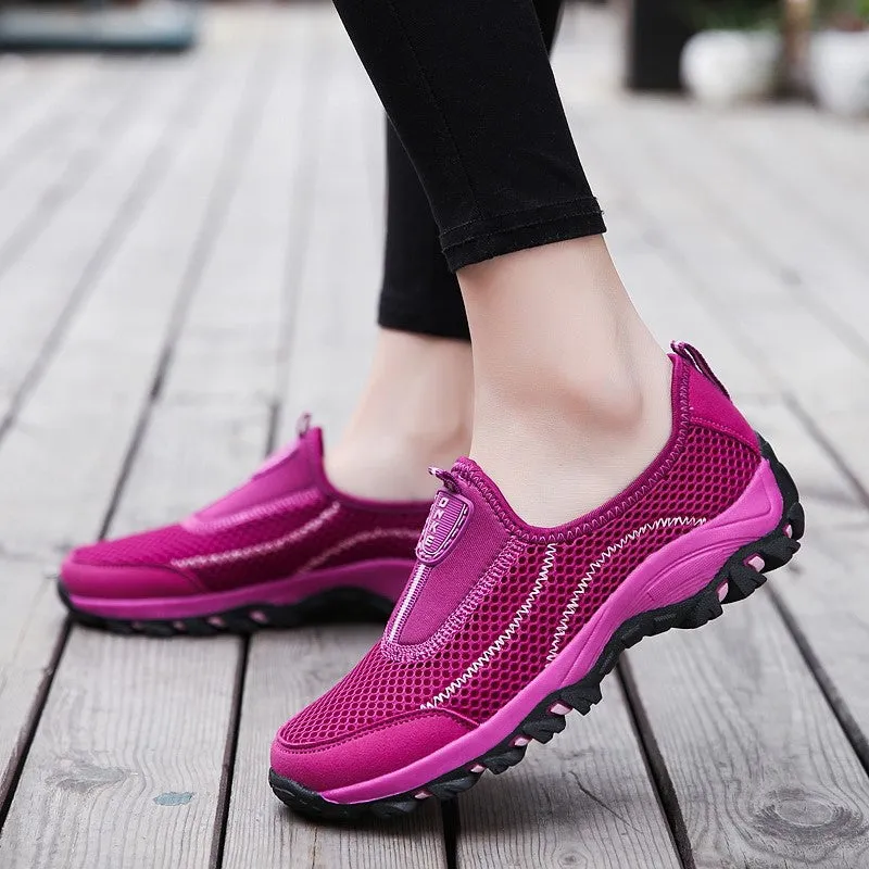 Women's hollowed-out  breathable platform leisure running sneakers