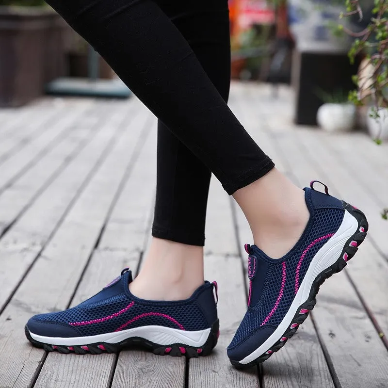 Women's hollowed-out  breathable platform leisure running sneakers