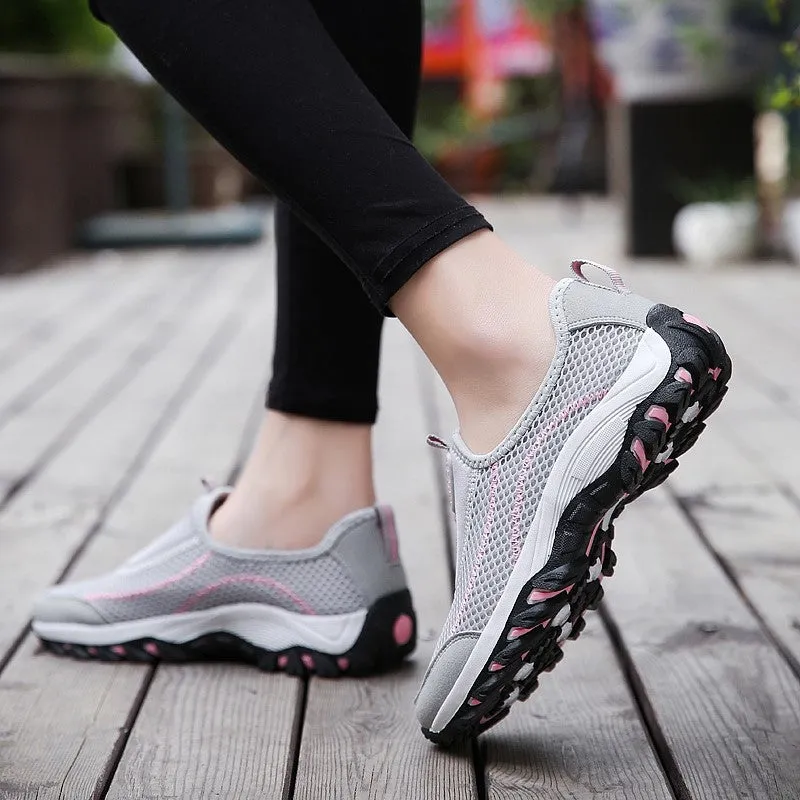 Women's hollowed-out  breathable platform leisure running sneakers