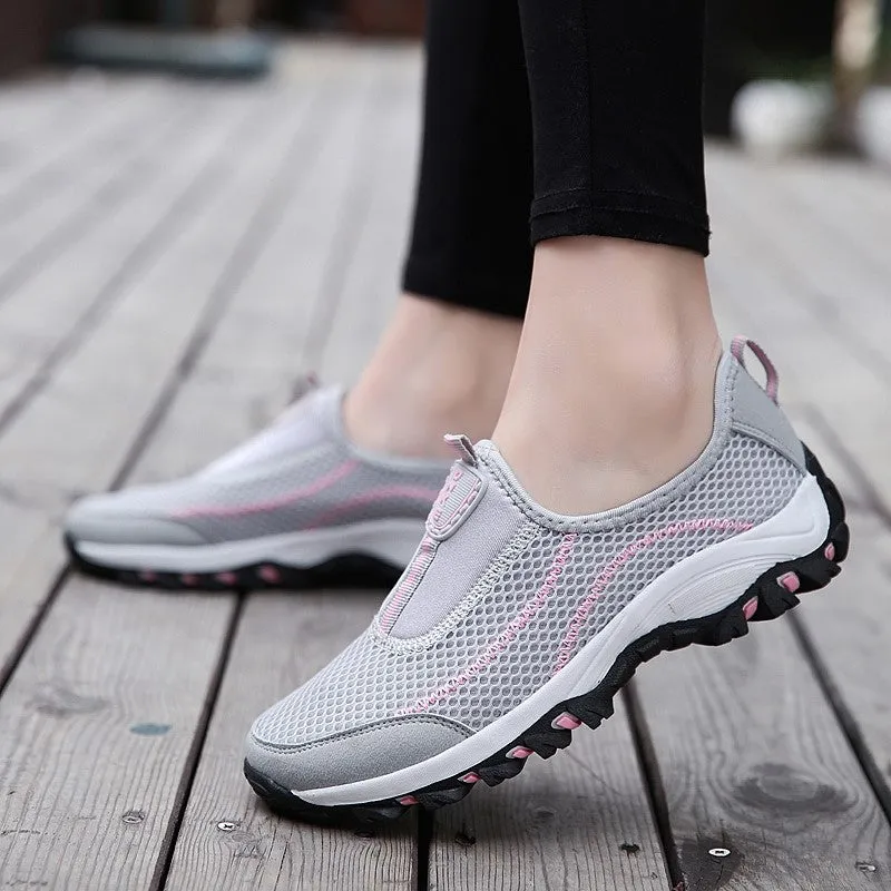 Women's hollowed-out  breathable platform leisure running sneakers