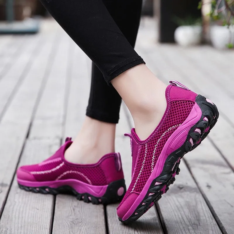 Women's hollowed-out  breathable platform leisure running sneakers