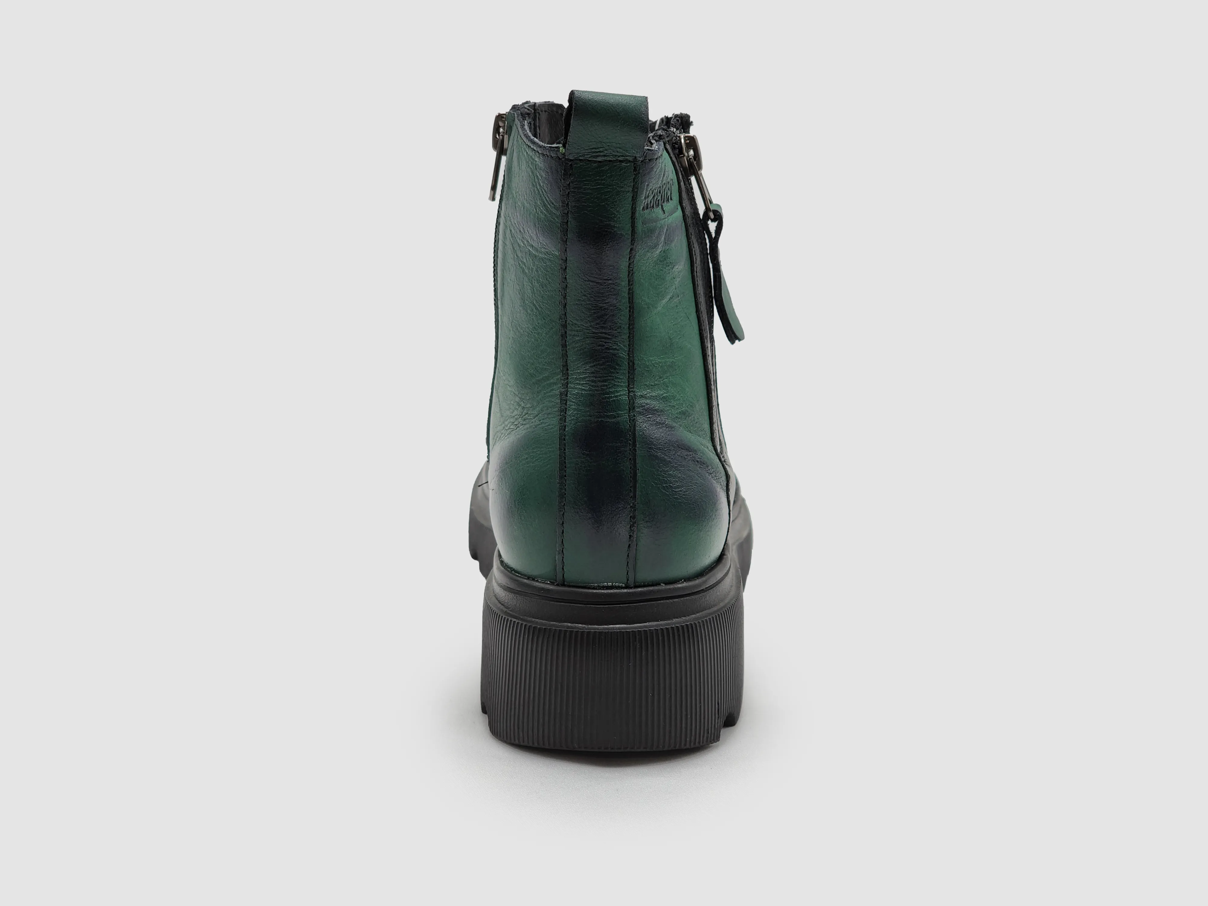 Women's Modern Lined Zip-Up Leather Boots - Green