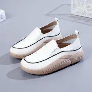 Women's Thick Sole Low-cut Leather Shoes