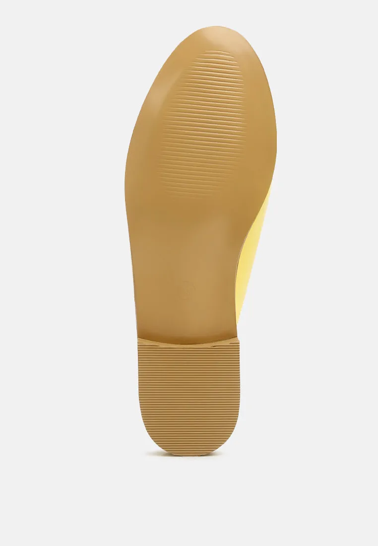 YASHTA Yellow Patent Studded Flat Mules